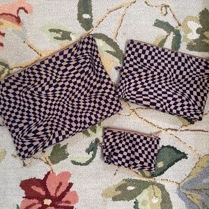 BAGGU Go Pouch Set in Indigo Trippy Checker